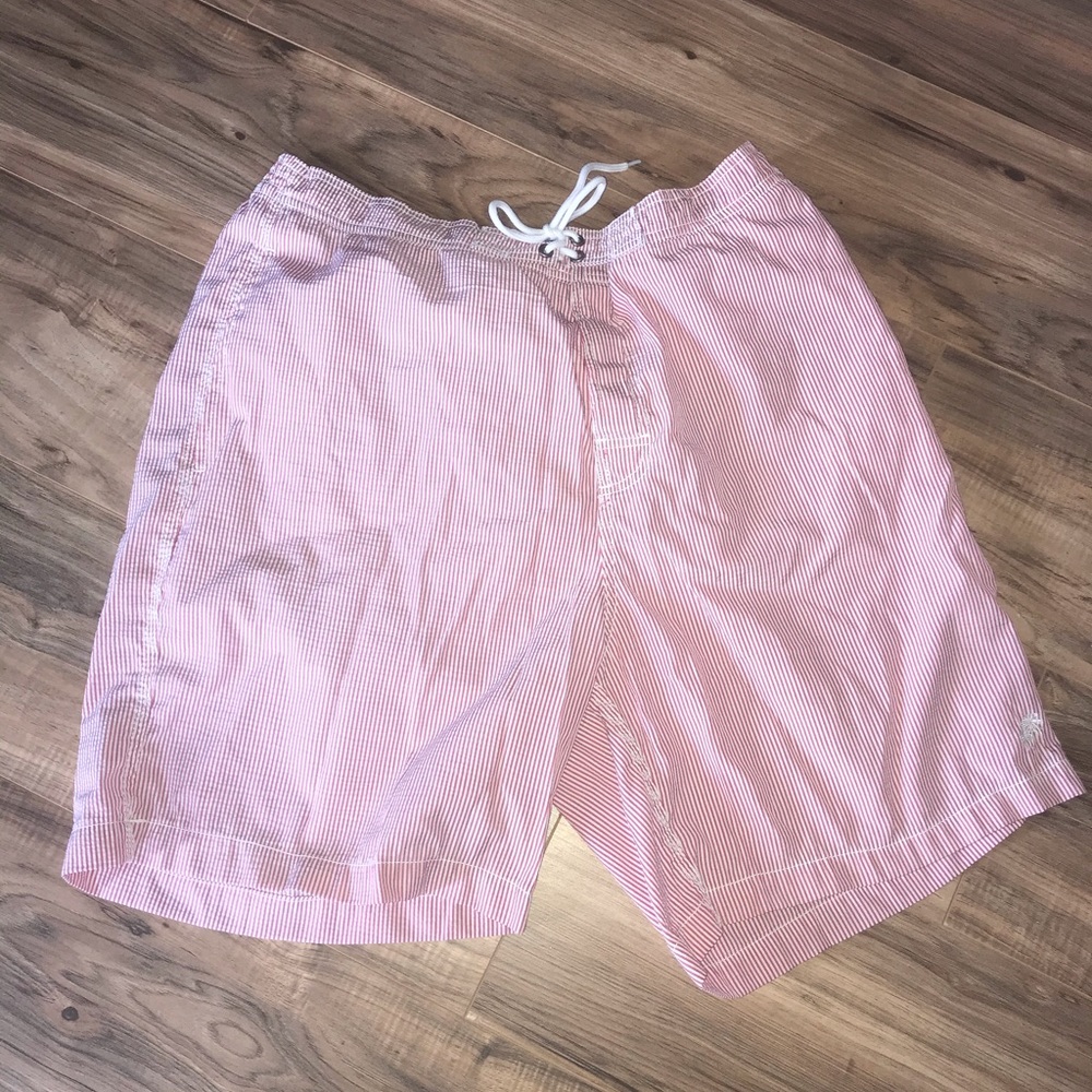 Pink seersucker men’s swim trunks XXL
